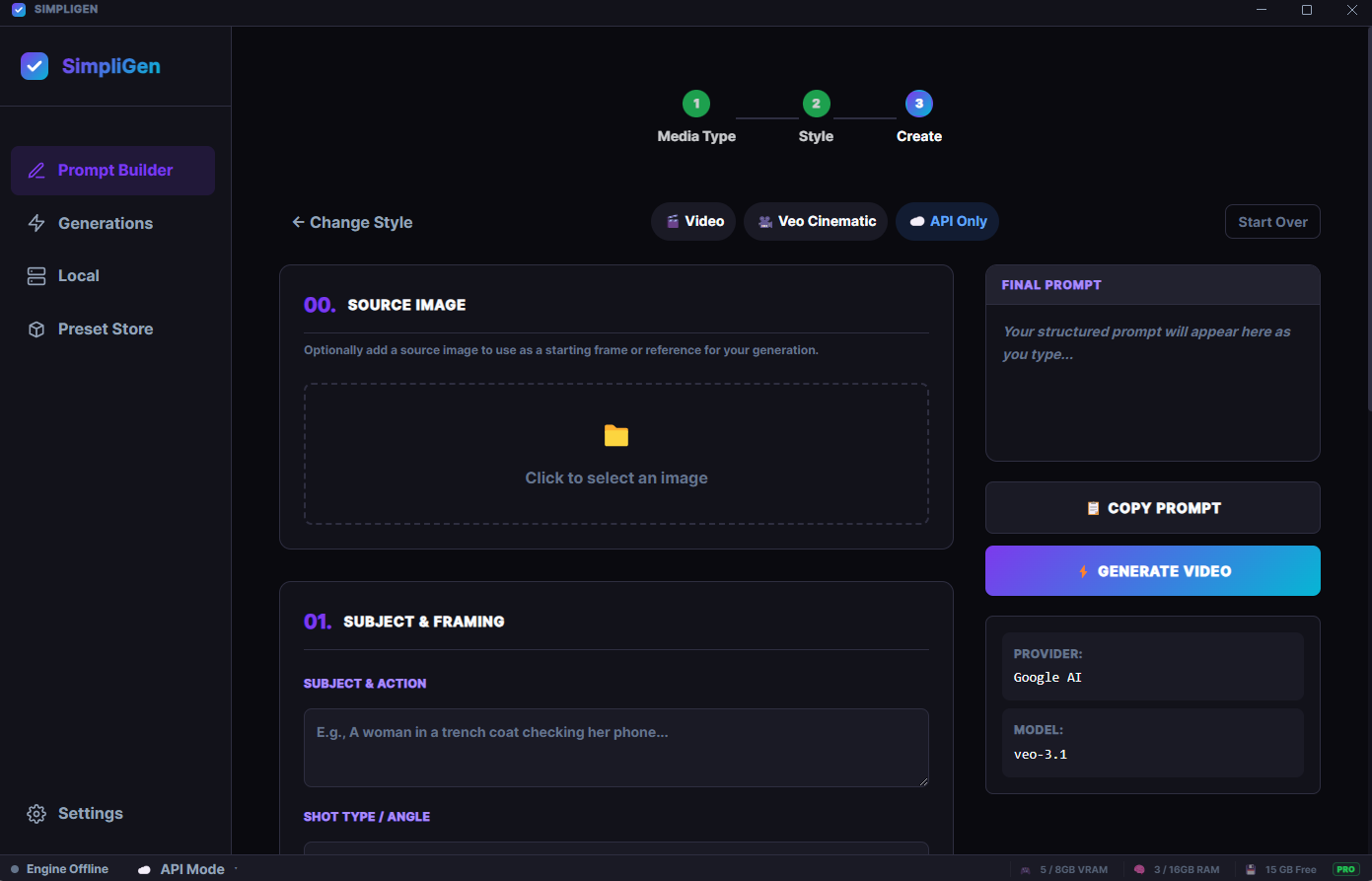 SimpliGen — model selection